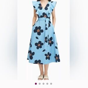 Kate Spade Blue Floral Midi Dress